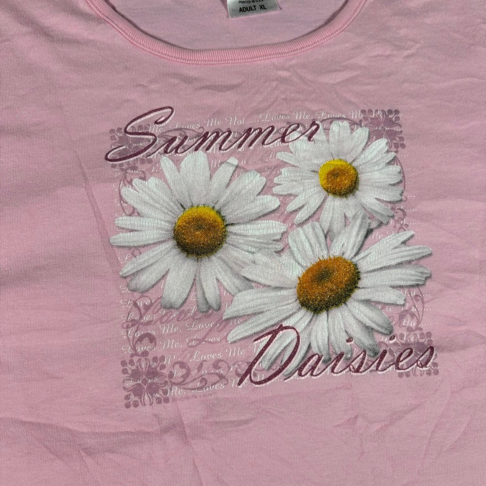 Sonoma Summer Daisies Graphic T-Shirt Women XL Pink Excellent Cotton Tee